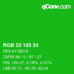 Color code: RGB 23 185 24 | qconv.com