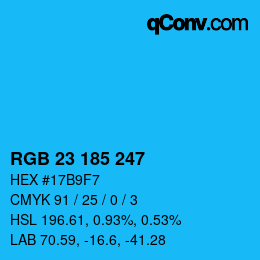 Color code: RGB 23 185 247 | qconv.com