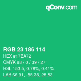 Color code: RGB 23 186 114 | qconv.com