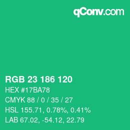 Color code: RGB 23 186 120 | qconv.com