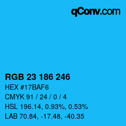 Color code: RGB 23 186 246 | qconv.com