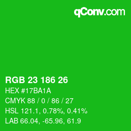 Color code: RGB 23 186 26 | qconv.com