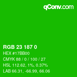 Color code: RGB 23 187 0 | qconv.com