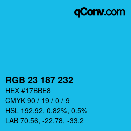 Color code: RGB 23 187 232 | qconv.com