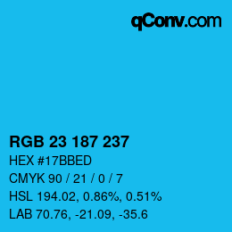 Color code: RGB 23 187 237 | qconv.com