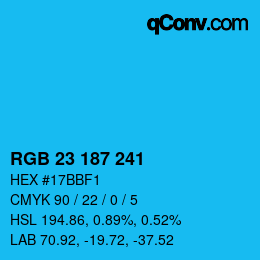 Color code: RGB 23 187 241 | qconv.com