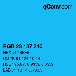 Color code: RGB 23 187 246 | qconv.com