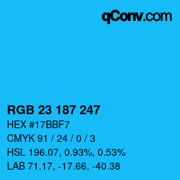 Color code: RGB 23 187 247 | qconv.com