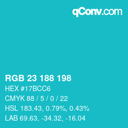 Color code: RGB 23 188 198 | qconv.com