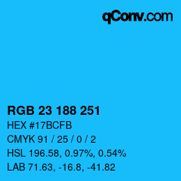 Color code: RGB 23 188 251 | qconv.com