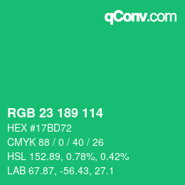 Color code: RGB 23 189 114 | qconv.com