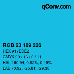 Color code: RGB 23 189 226 | qconv.com