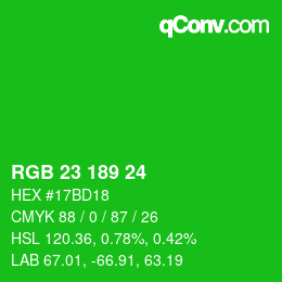Color code: RGB 23 189 24 | qconv.com