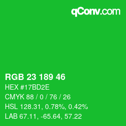 Color code: RGB 23 189 46 | qconv.com