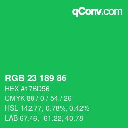 Color code: RGB 23 189 86 | qconv.com
