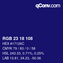 Color code: RGB 23 18 108 | qconv.com