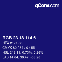 カラーコード: RGB 23 18 114.6 | qconv.com