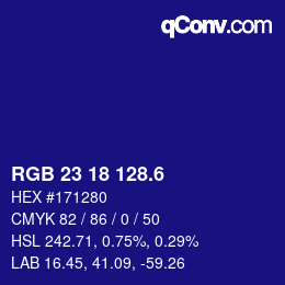 カラーコード: RGB 23 18 128.6 | qconv.com