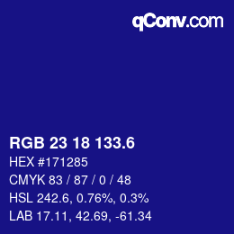 カラーコード: RGB 23 18 133.6 | qconv.com