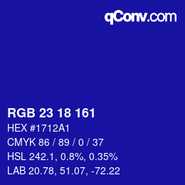 Color code: RGB 23 18 161 | qconv.com
