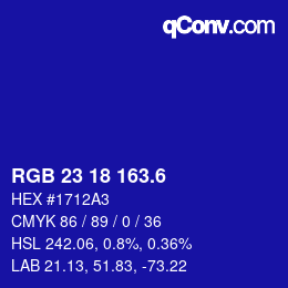 カラーコード: RGB 23 18 163.6 | qconv.com