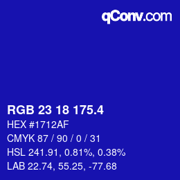 カラーコード: RGB 23 18 175.4 | qconv.com
