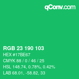 Color code: RGB 23 190 103 | qconv.com