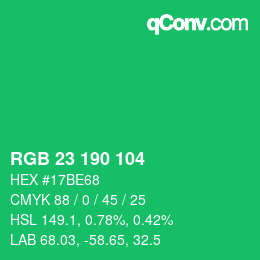 Color code: RGB 23 190 104 | qconv.com