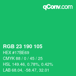 Color code: RGB 23 190 105 | qconv.com