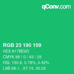 Color code: RGB 23 190 109 | qconv.com