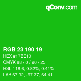 Color code: RGB 23 190 19 | qconv.com