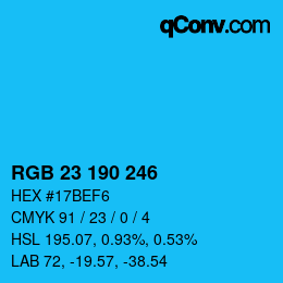 Color code: RGB 23 190 246 | qconv.com