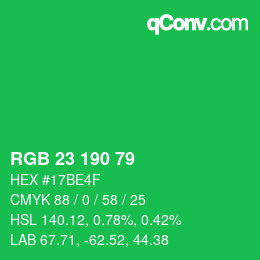 Color code: RGB 23 190 79 | qconv.com