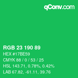 Color code: RGB 23 190 89 | qconv.com