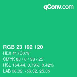 颜色代码: RGB 23 192 120 | qconv.com