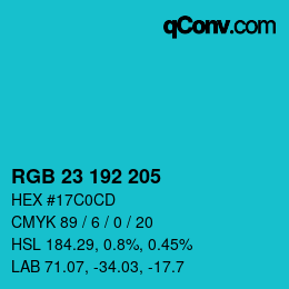 カラーコード: RGB 23 192 205 | qconv.com