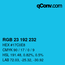 Color code: RGB 23 192 232 | qconv.com