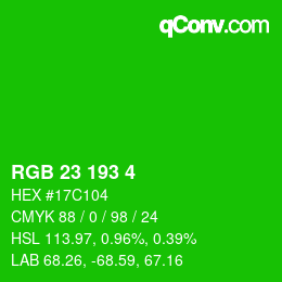 Color code: RGB 23 193 4 | qconv.com