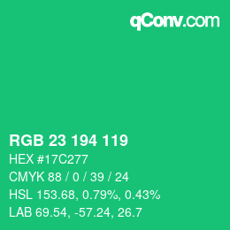 カラーコード: RGB 23 194 119 | qconv.com