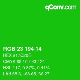 Color code: RGB 23 194 14 | qconv.com