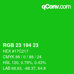 Color code: RGB 23 194 23 | qconv.com