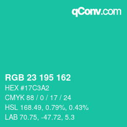 Color code: RGB 23 195 162 | qconv.com