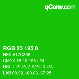 カラーコード: RGB 23 195 8 | qconv.com