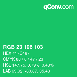 Color code: RGB 23 196 103 | qconv.com