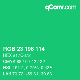 Color code: RGB 23 198 114 | qconv.com