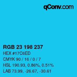 Color code: RGB 23 198 237 | qconv.com