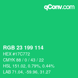 Farbcode: RGB 23 199 114 | qconv.com