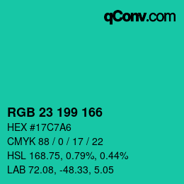 Color code: RGB 23 199 166 | qconv.com
