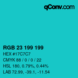 Color code: RGB 23 199 199 | qconv.com