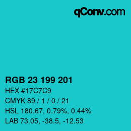 Color code: RGB 23 199 201 | qconv.com